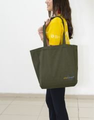 Gabardin Körüklü Kumaş Koyu Yeşil Çanta